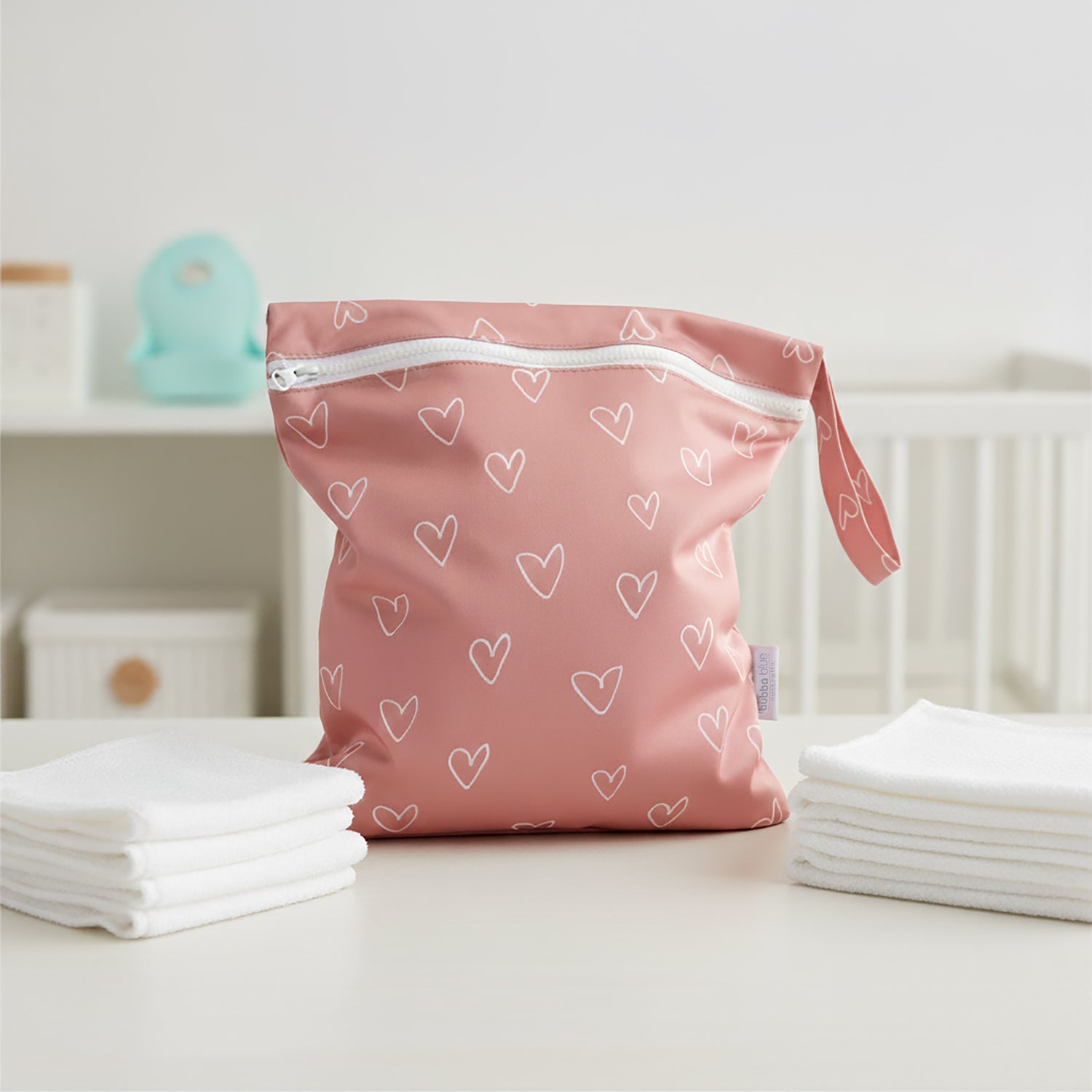 Nordic 2pk Wet/Dry Bags Bundle Berry Hearts - 25x28cm & 30x35cm - Bubba Blue Australia