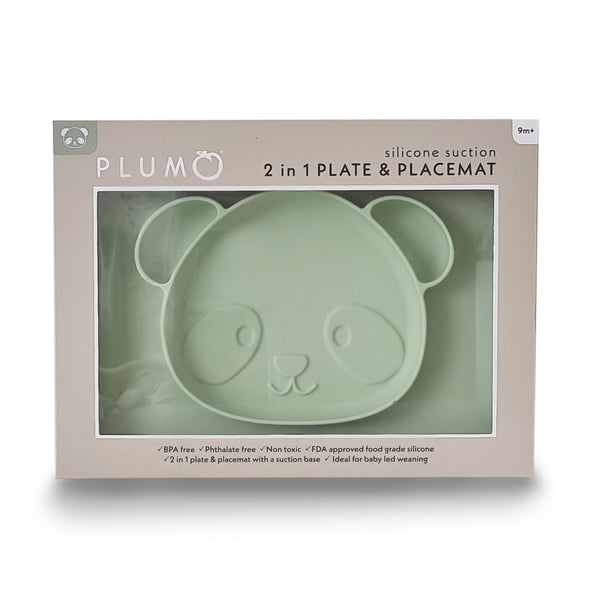 Plum Silicone Sippy Cup & Suction Plate Bundle - Olive