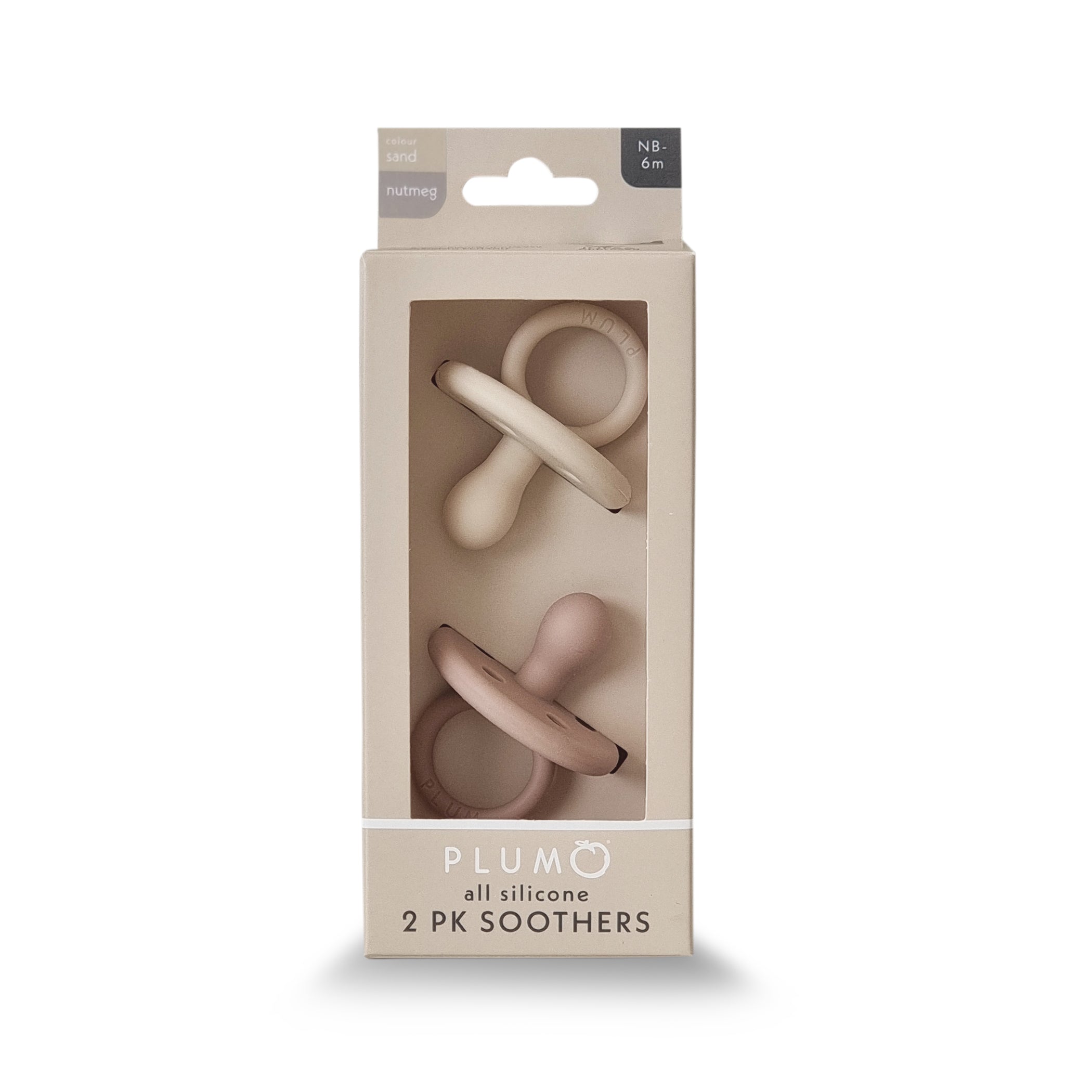 2PK Silicone Soothers - Sand & Nutmeg (0-6M)