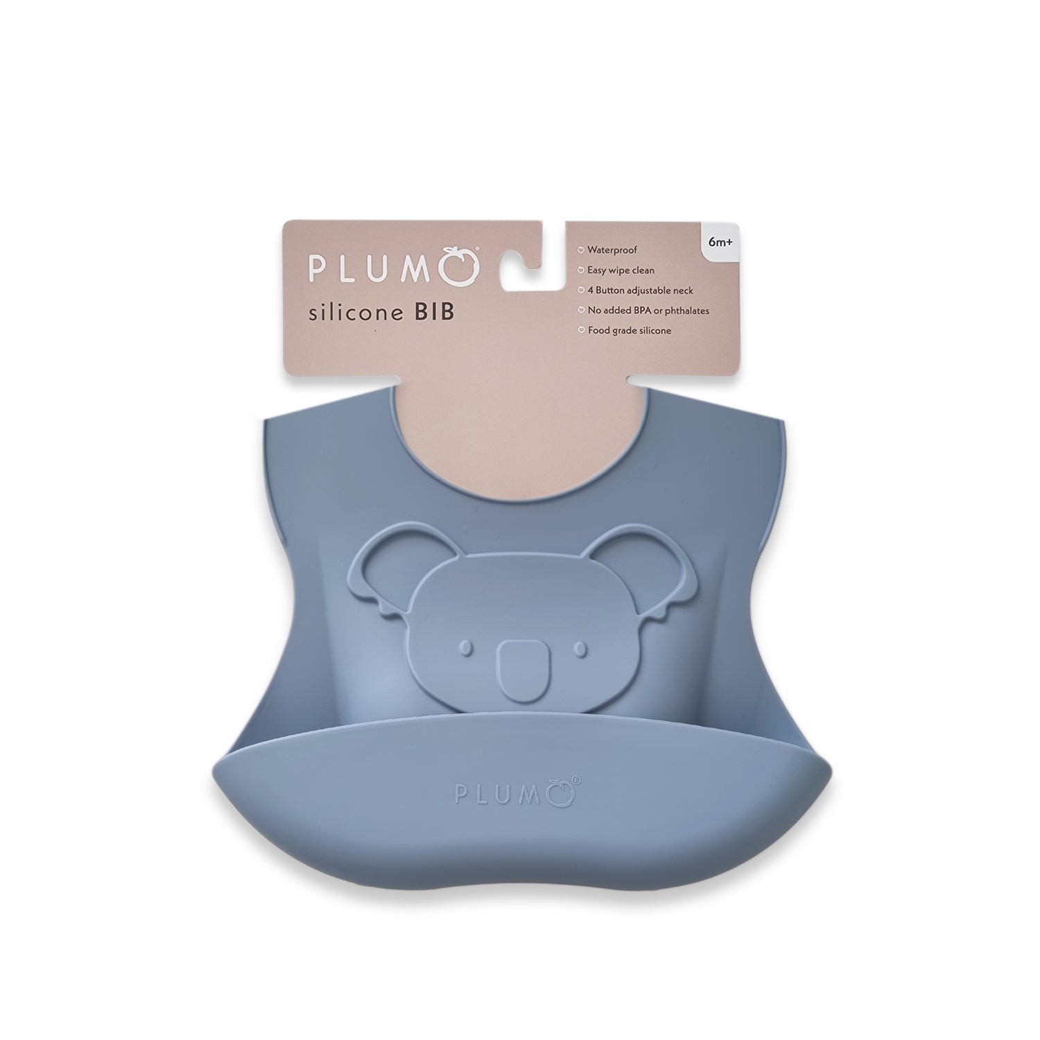PLUM Silicone Koala Bib - Steel Blue - Bubba Blue Australia