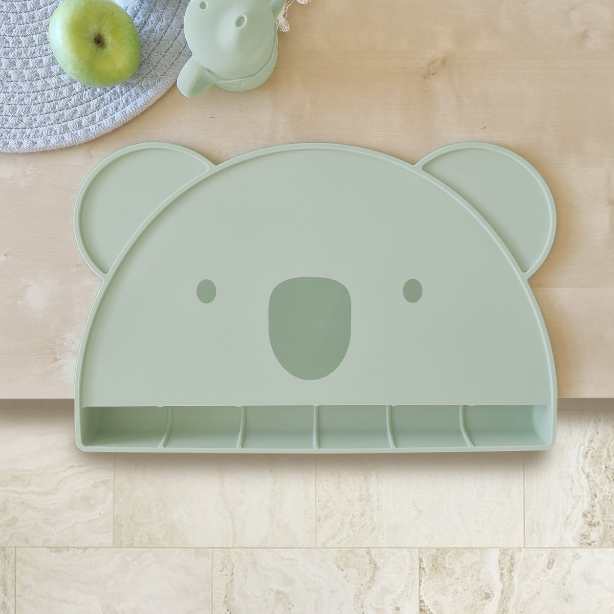 Plum Silicone Koala Placemat with Catcher - Olive - Bubba Blue Australia