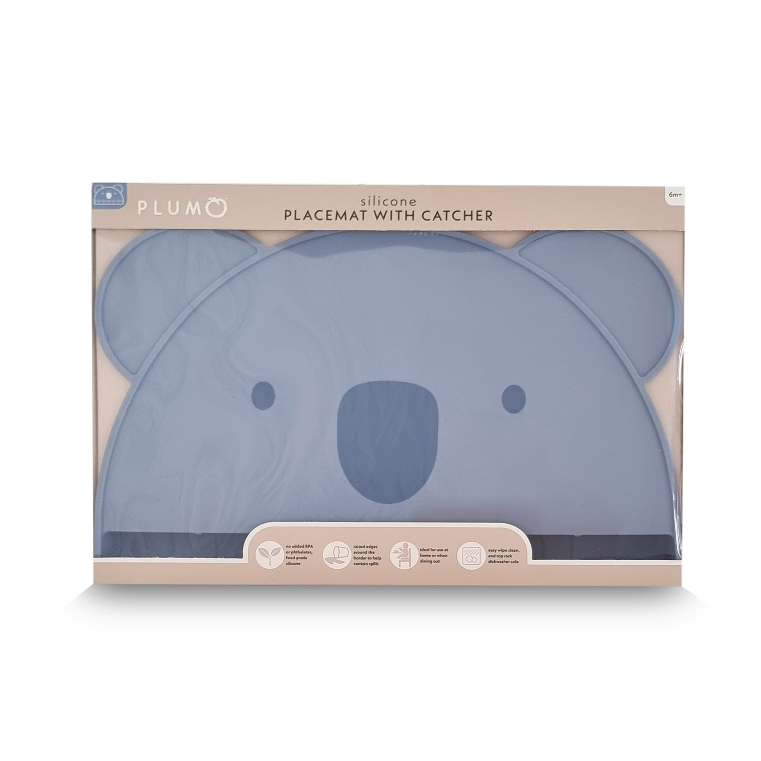 Plum Silicone Koala Placemat with Catcher - Steel Blue - Bubba Blue Australia