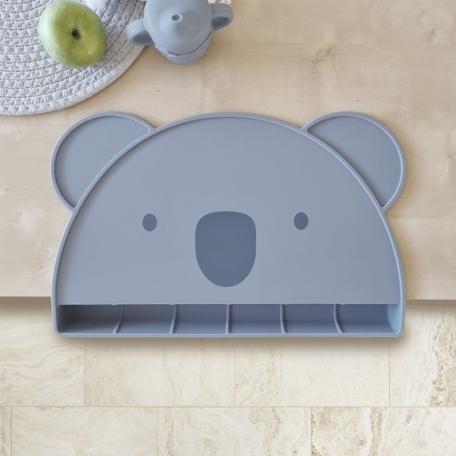 Plum Silicone Koala Placemat with Catcher - Steel Blue - Bubba Blue Australia