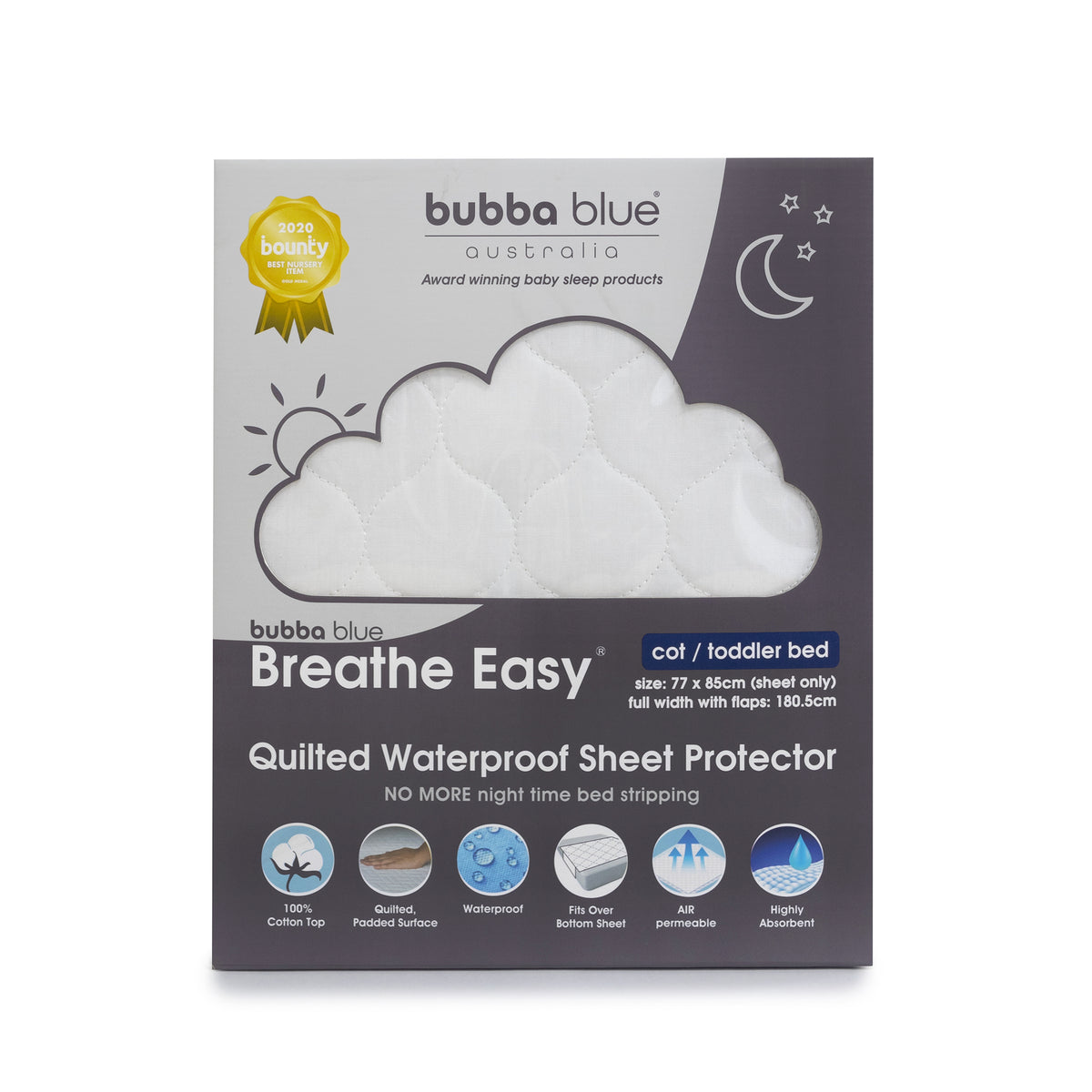 Breathe Easy® Waterproof Sheet Protector - Cot / Toddler Bed - Bubba Blue Australia