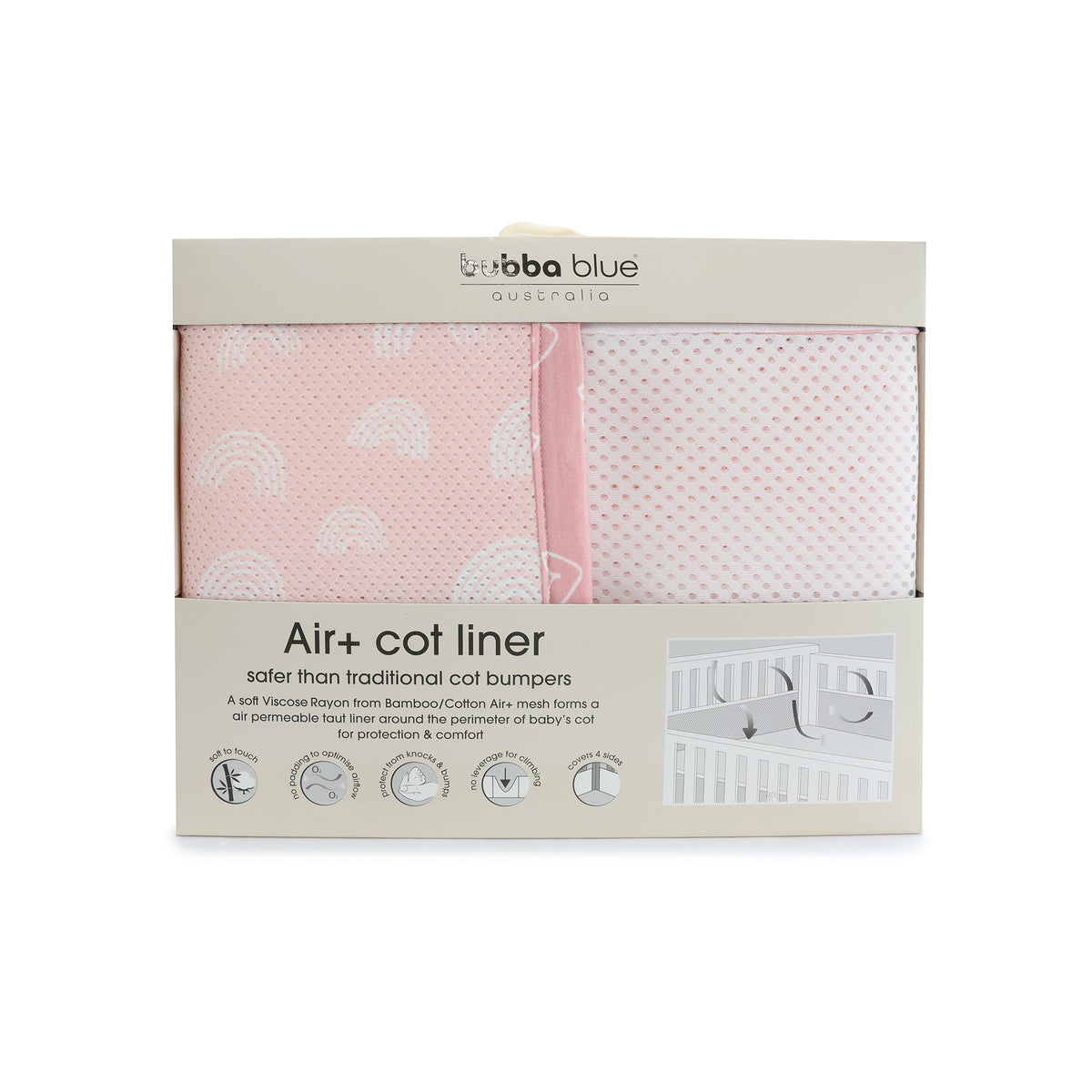 Nordic Air+ Cot Liner Dusty Berry/Rose - Bubba Blue Australia