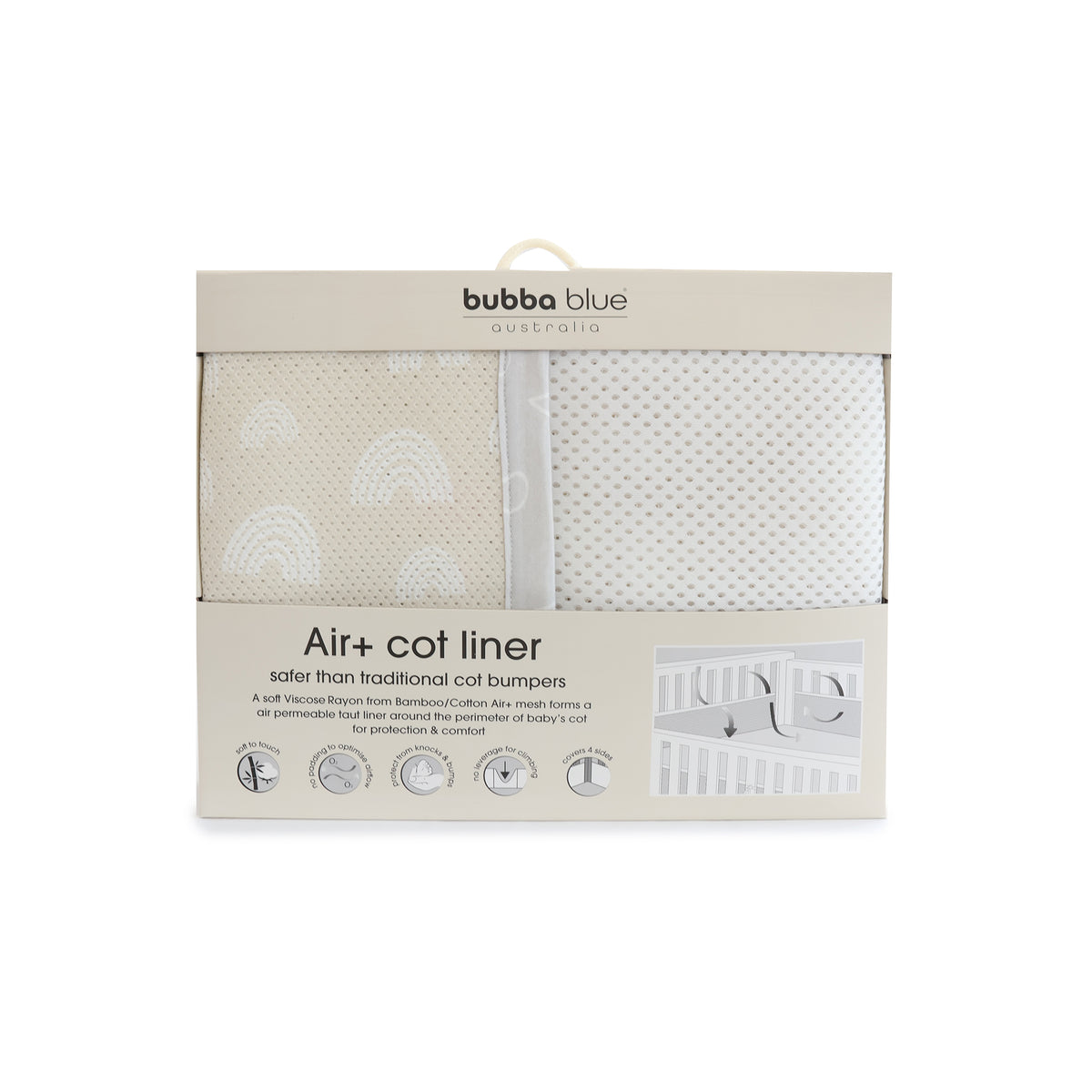 Nordic Air+ Cot Liner Grey/Sand - Bubba Blue Australia