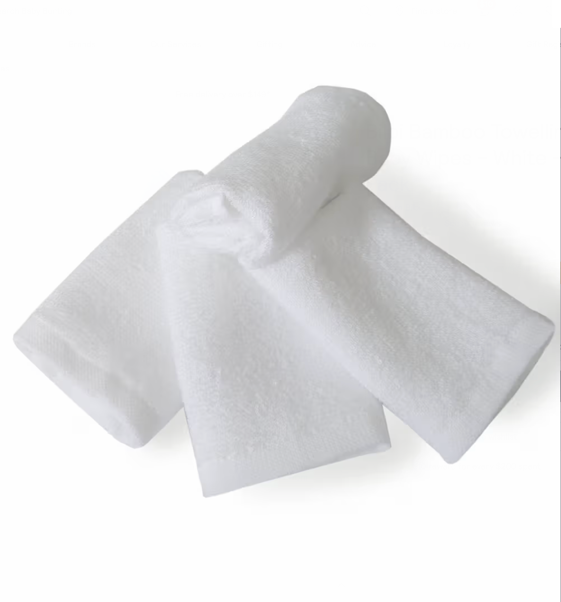 *Free Bamboo 4PK Towelling Baby Wipes White
