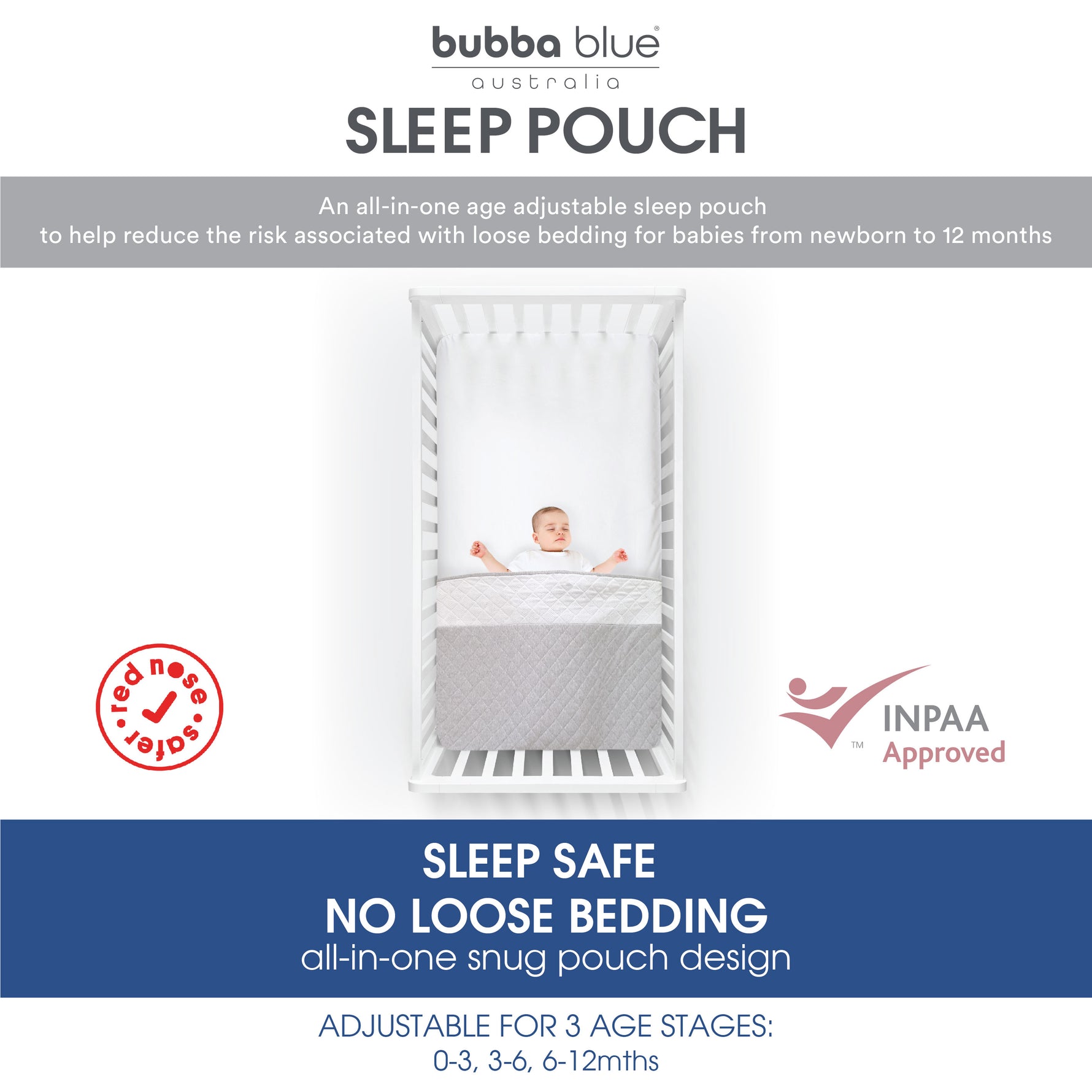Nordic 2.5 TOG Sleep Pouch Standard Cot - Sand - Bubba Blue Australia