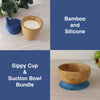 Plum Bamboo and Silicone Sippy Cup & Suction Bowl Bundle - Navy & Teal