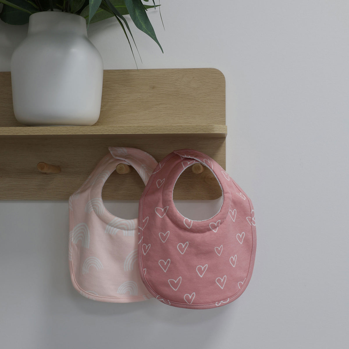 Nordic 2pk Dribble Bibs Dusty Berry/Rose - Bubba Blue Australia