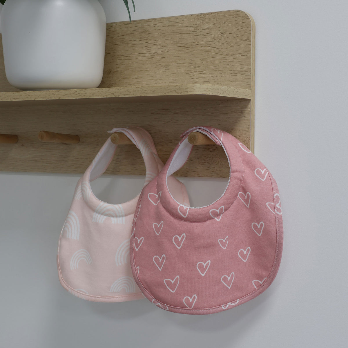 Nordic 2pk Dribble Bibs Dusty Berry/Rose - Bubba Blue Australia