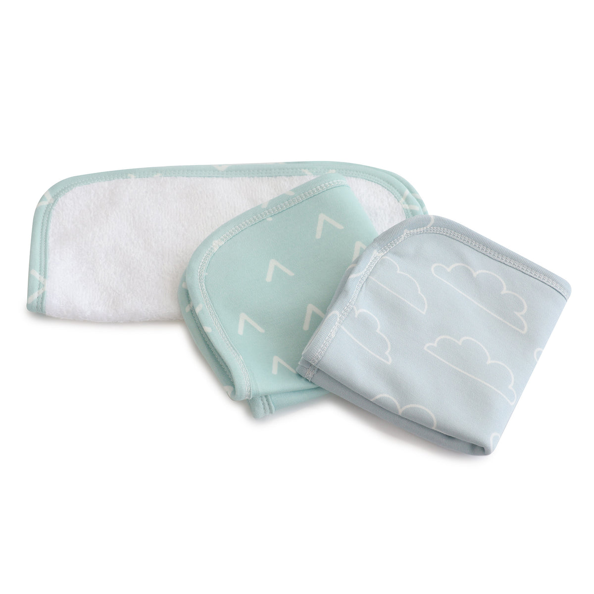 Nordic 3pk Wash Cloth Dusty Sky/Mint - Bubba Blue Australia