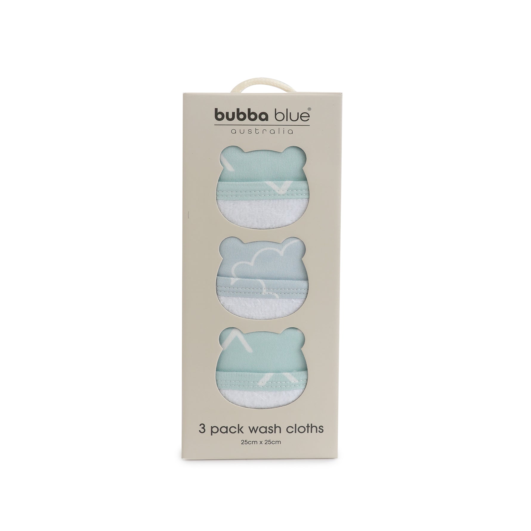 Nordic 3pk Wash Cloth Dusty Sky/Mint - Bubba Blue Australia