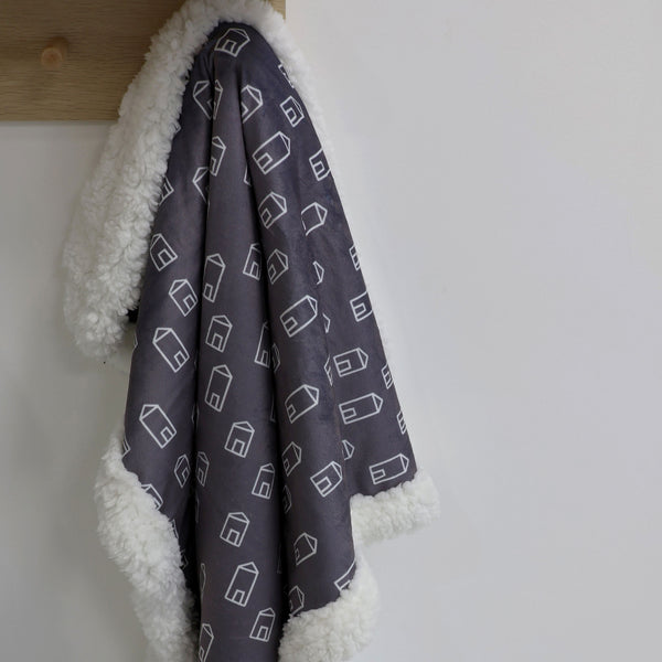 Nordic Velour Cuddle Blanket with Fleece Lining - Charcoal