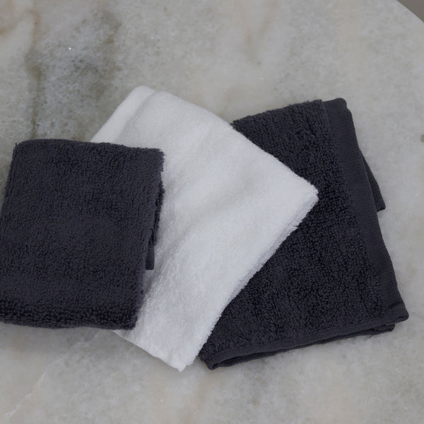 Nordic 3pk Wash Cloths Charcoal/White