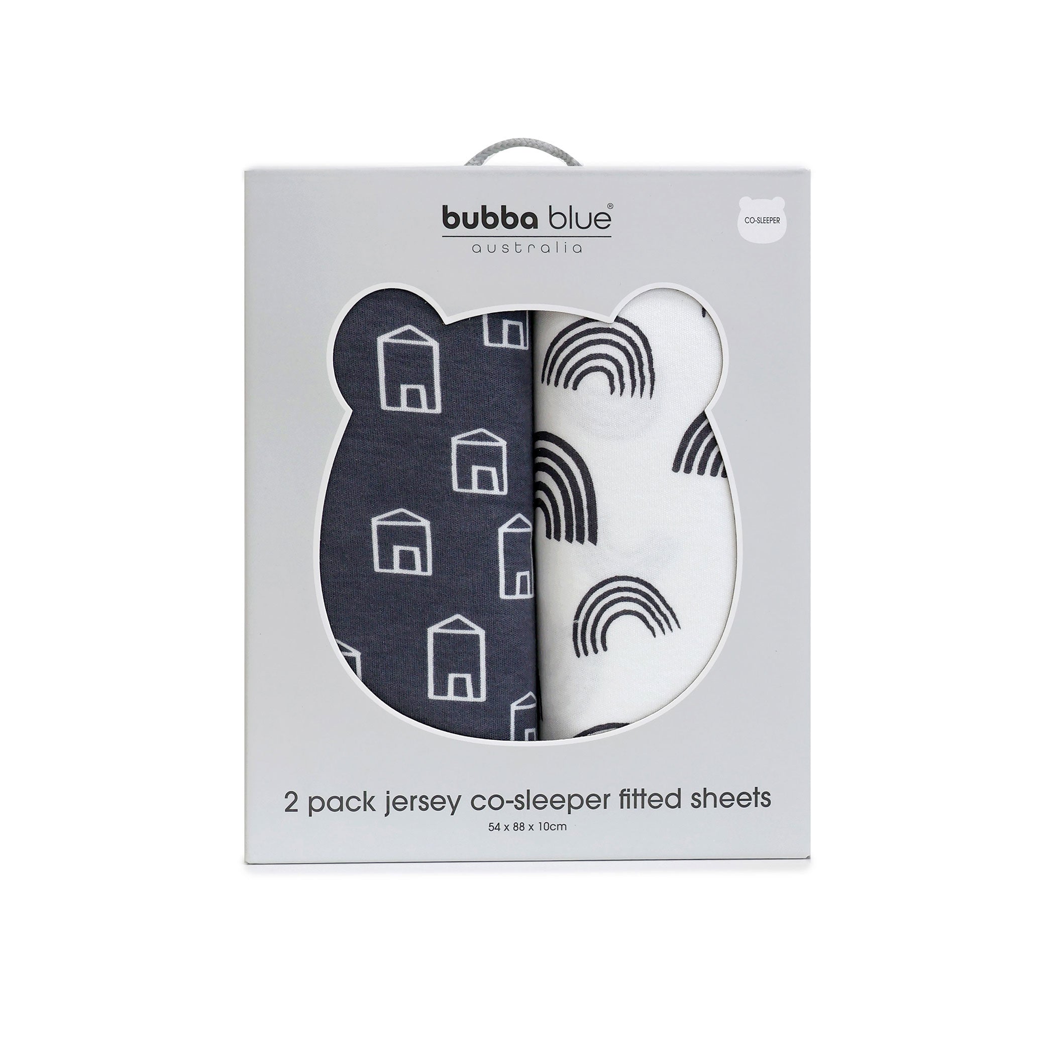 Nordic 2pk Jersey Co-sleeper Fitted Sheets - Charcoal/White