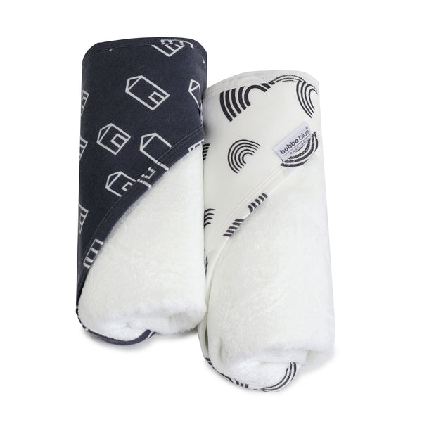 Nordic 2pk Hooded Towel Charcoal/White