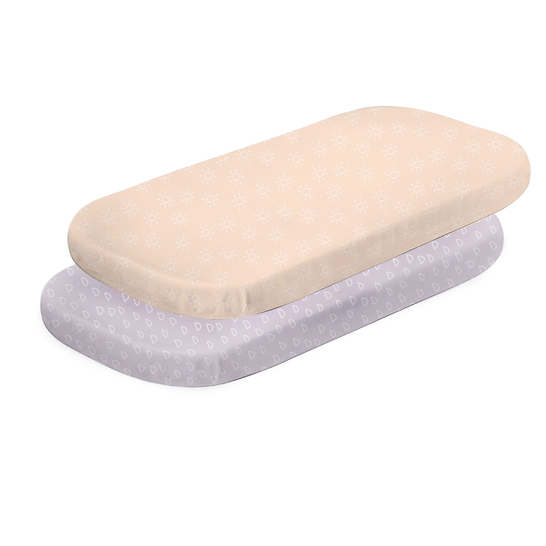 Nordic 2pk Jersey Co Sleeper/Bedside Sleeper Fitted Sheets Peach/Lilac - Bubba Blue Australia