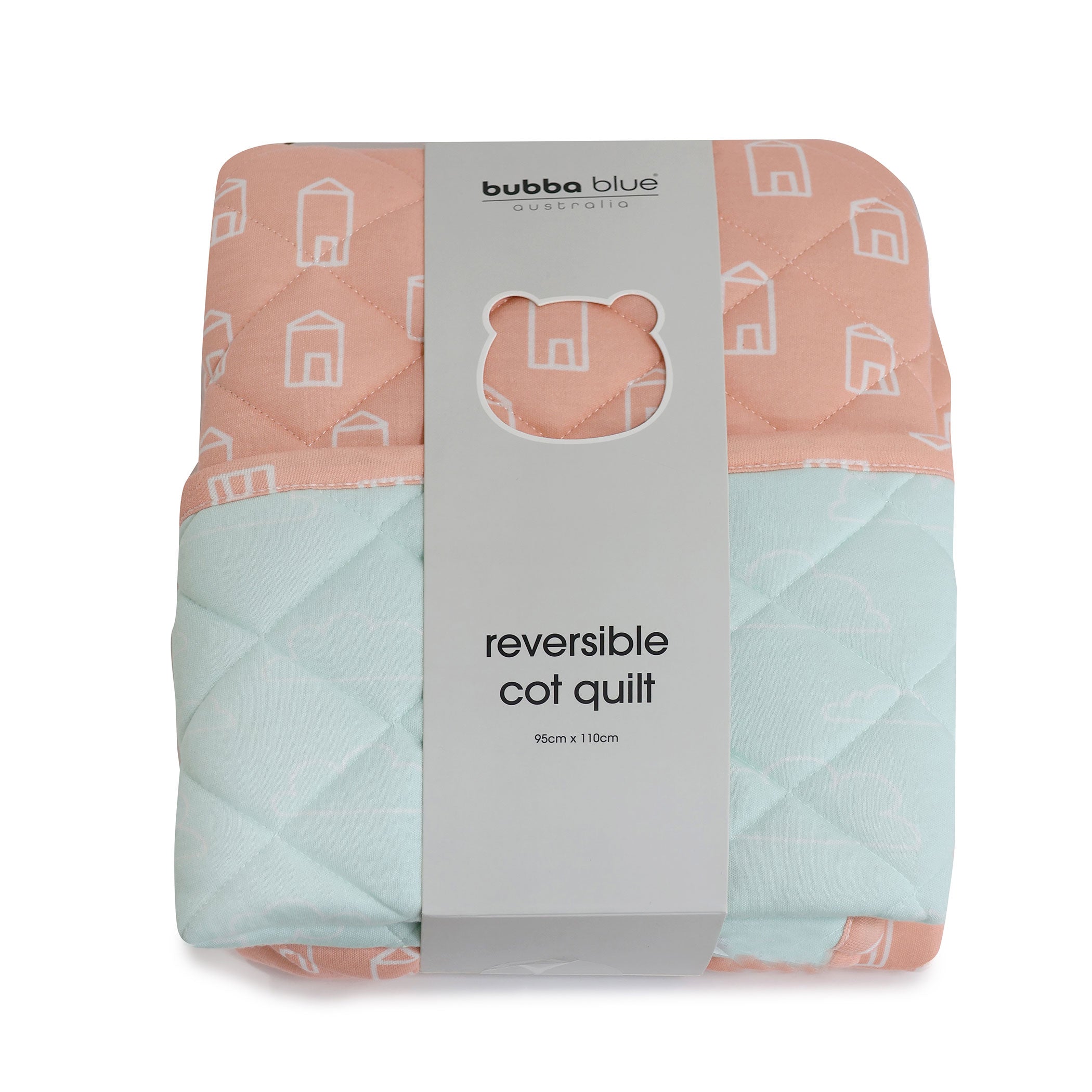 Nordic Reversible Cot Quilt/Playmat Coral/Tiffany