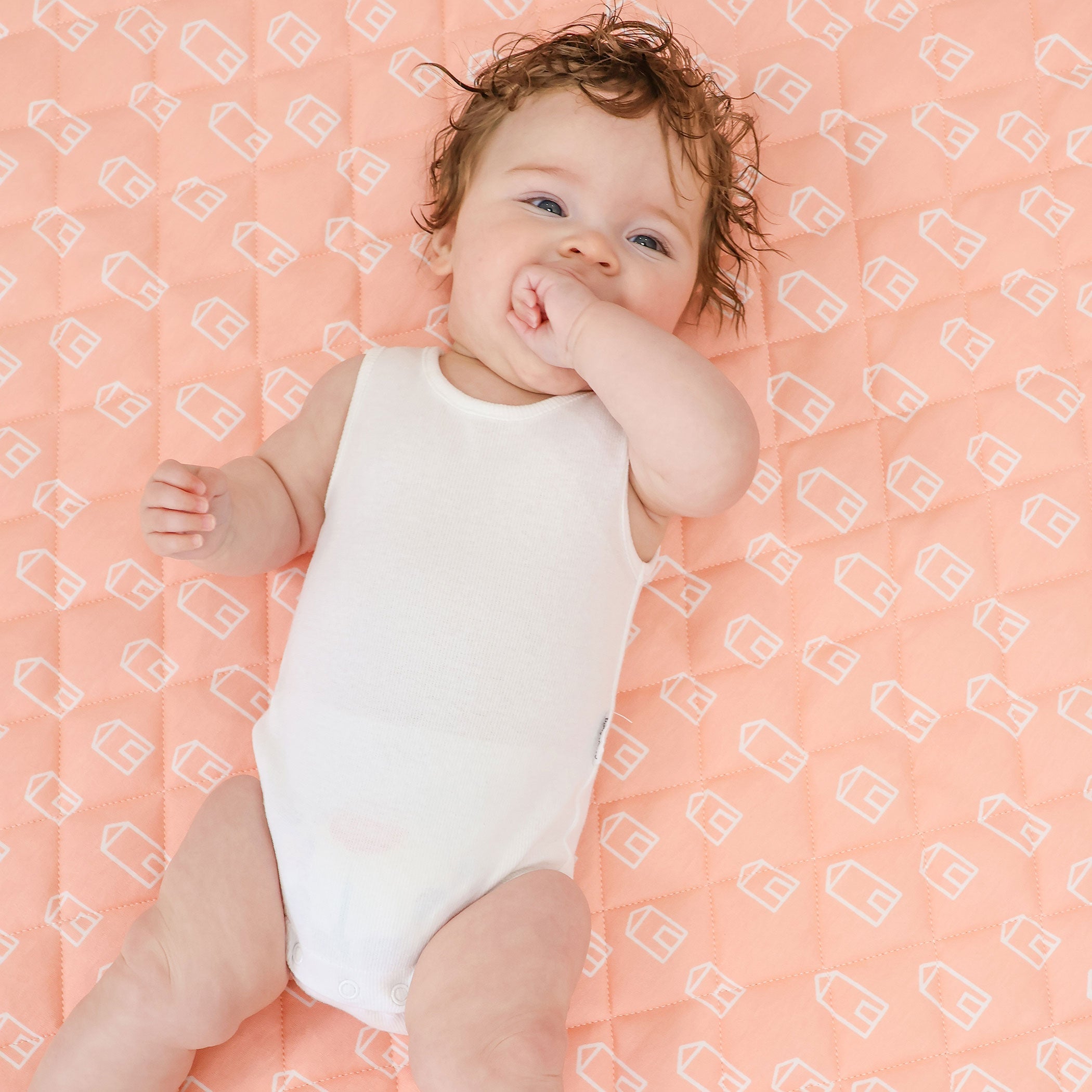 Nordic Reversible Cot Quilt/Playmat Coral/Tiffany