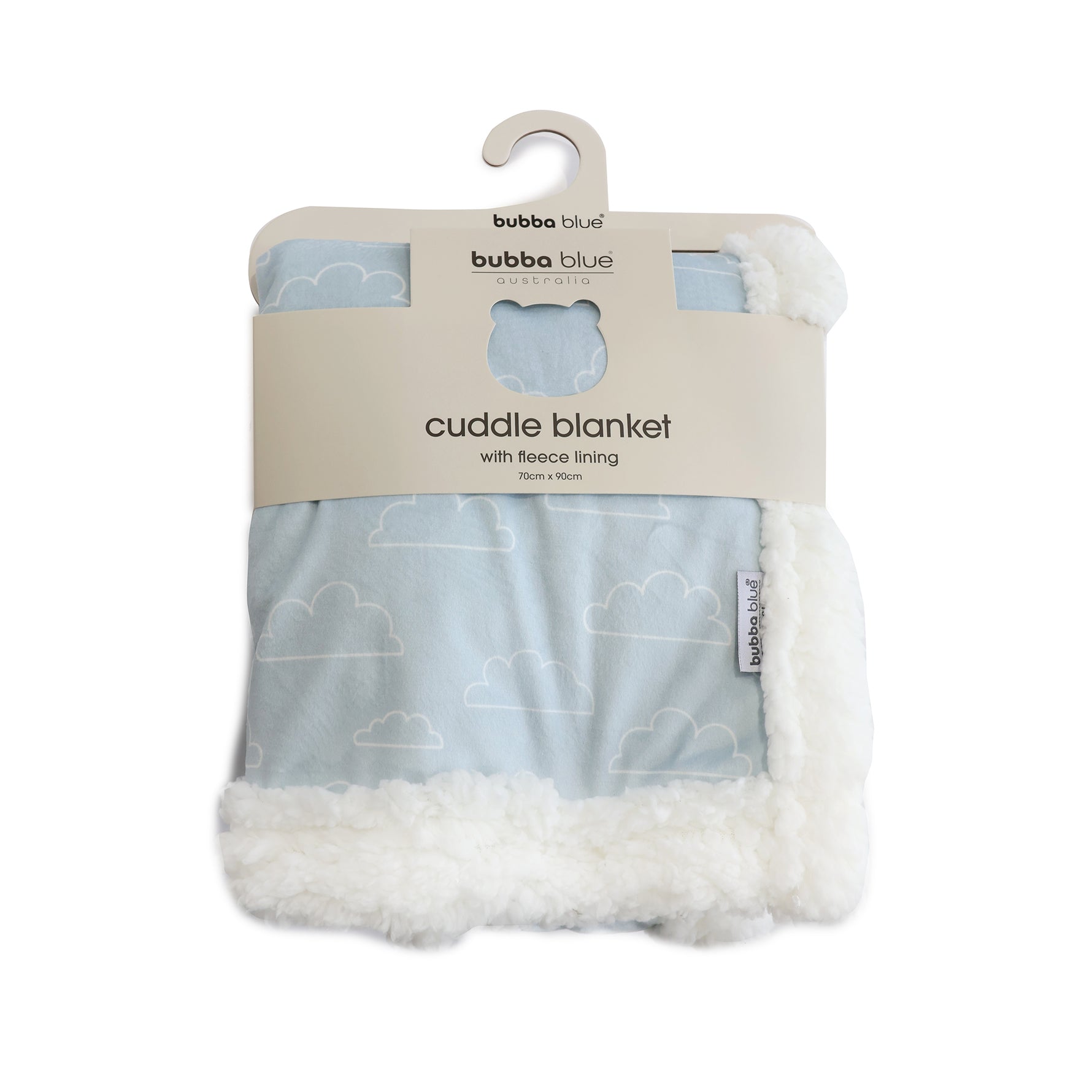 Nordic Velour Cuddle Blanket with Fleece Lining - Blue Cloud - Bubba Blue Australia