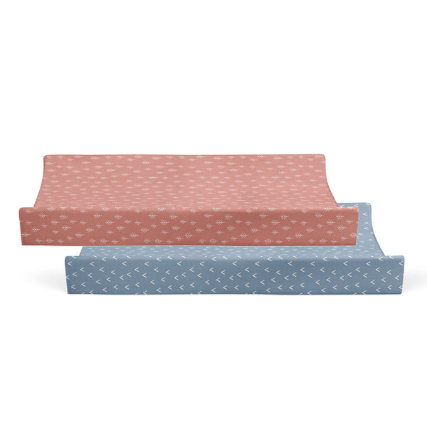 Nordic 2pk Waterproof Change Pad Covers Denim/Clay