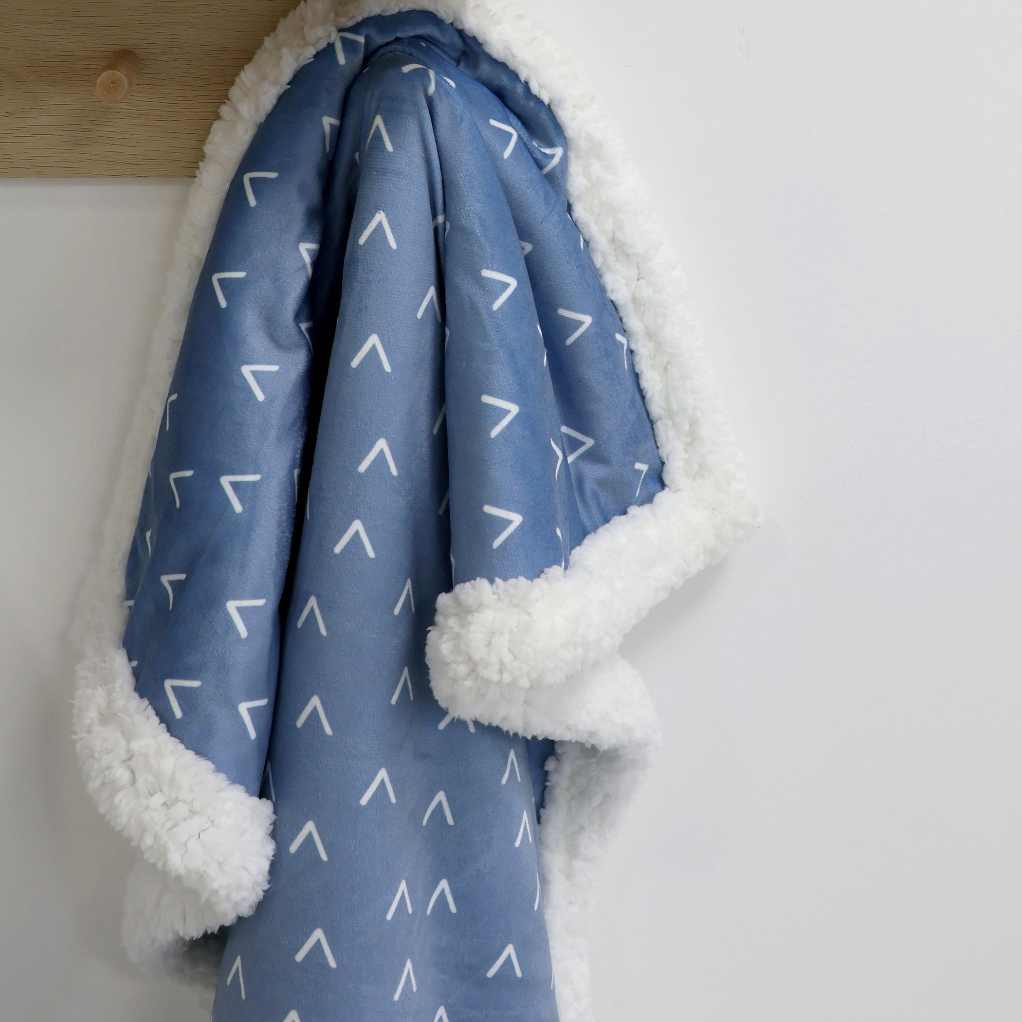Nordic Velour Cuddle Blanket with Fleece Lining - Denim