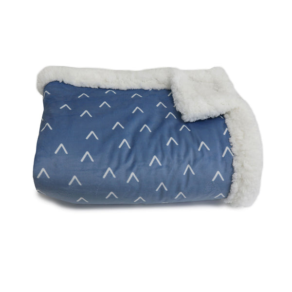 Nordic Velour Cuddle Blanket with Fleece Lining - Denim