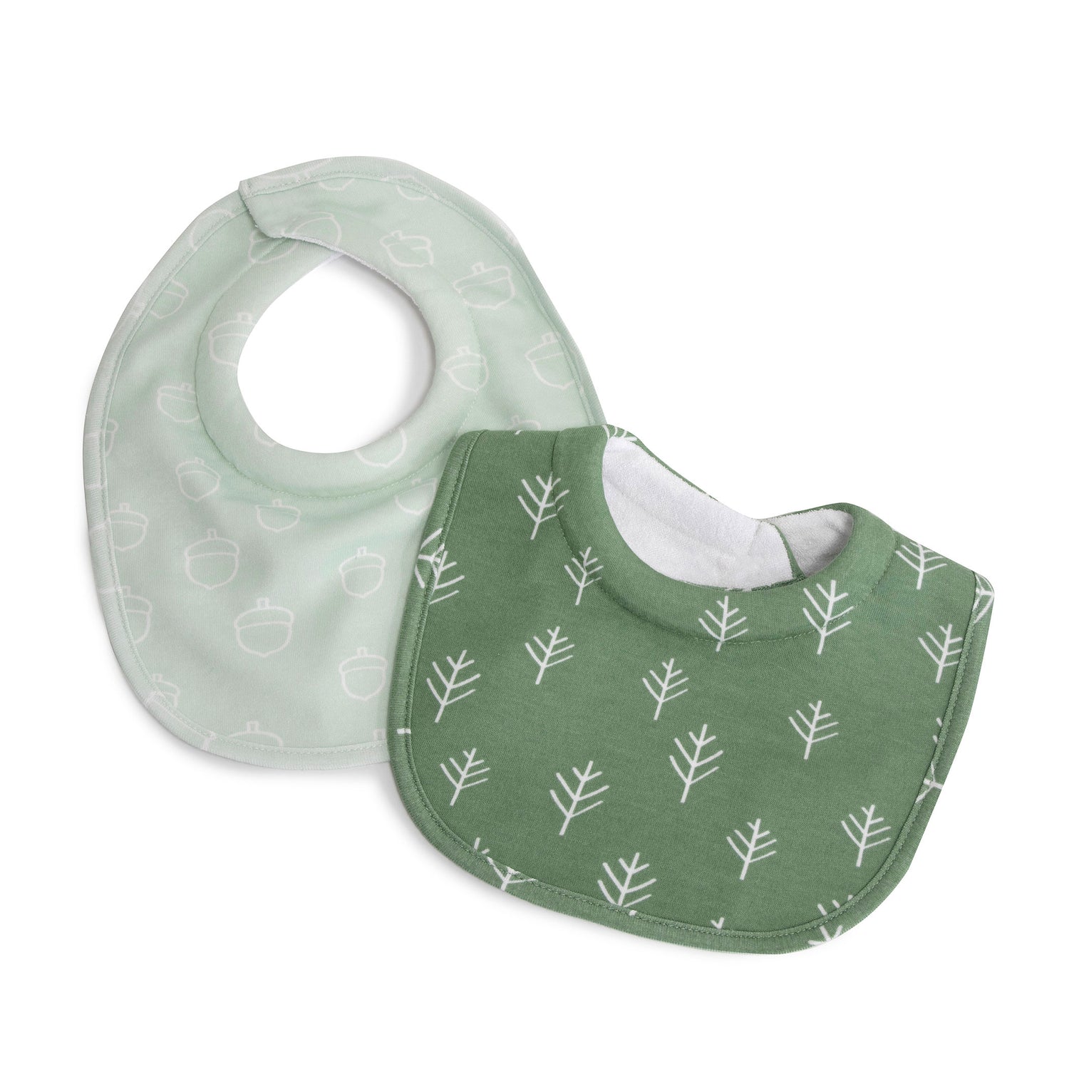 Nordic 2pk Dribble Bibs Avocado/Forest - Bubba Blue Australia