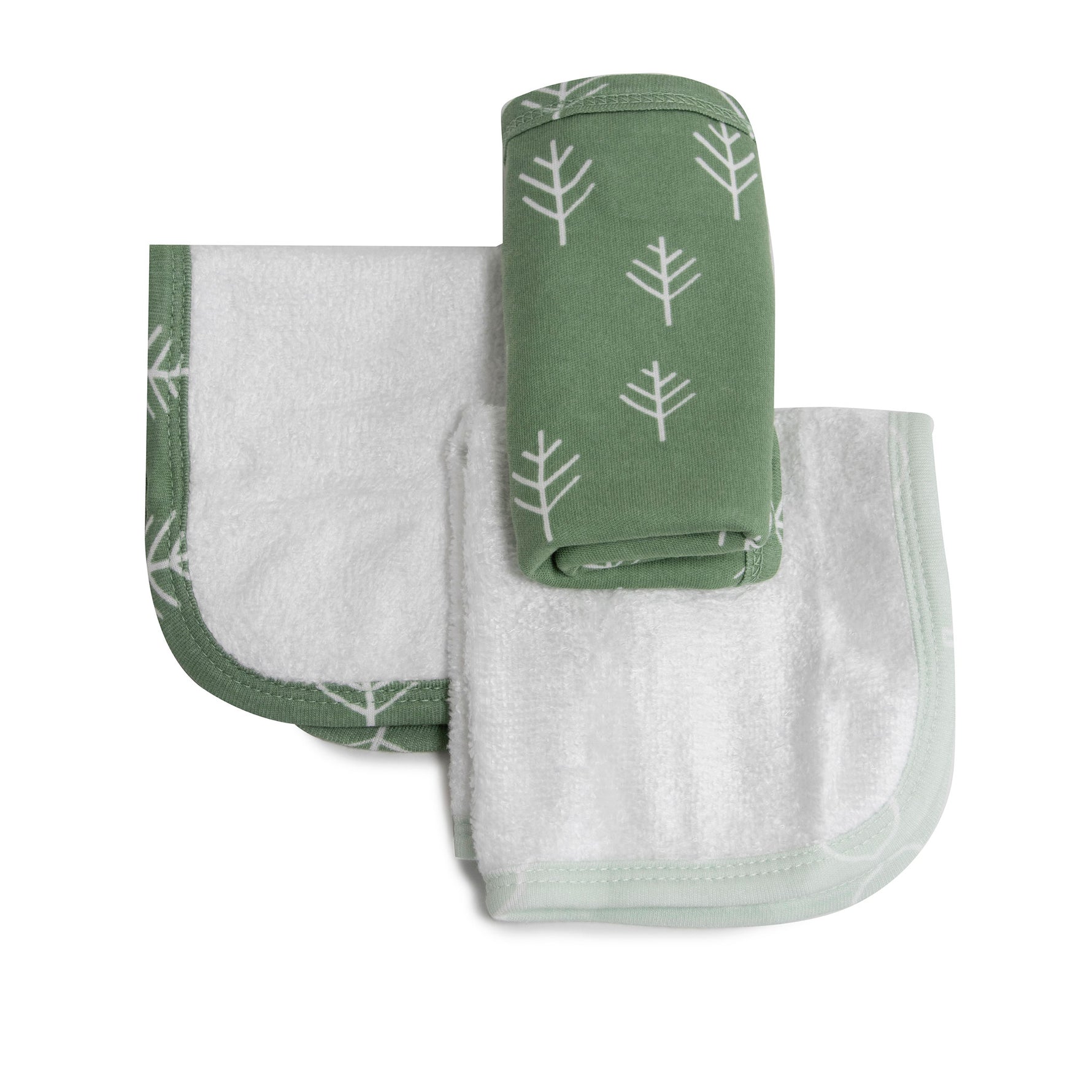 Nordic 3pk Wash Cloth Dusty Avocado/Forest - Bubba Blue Australia