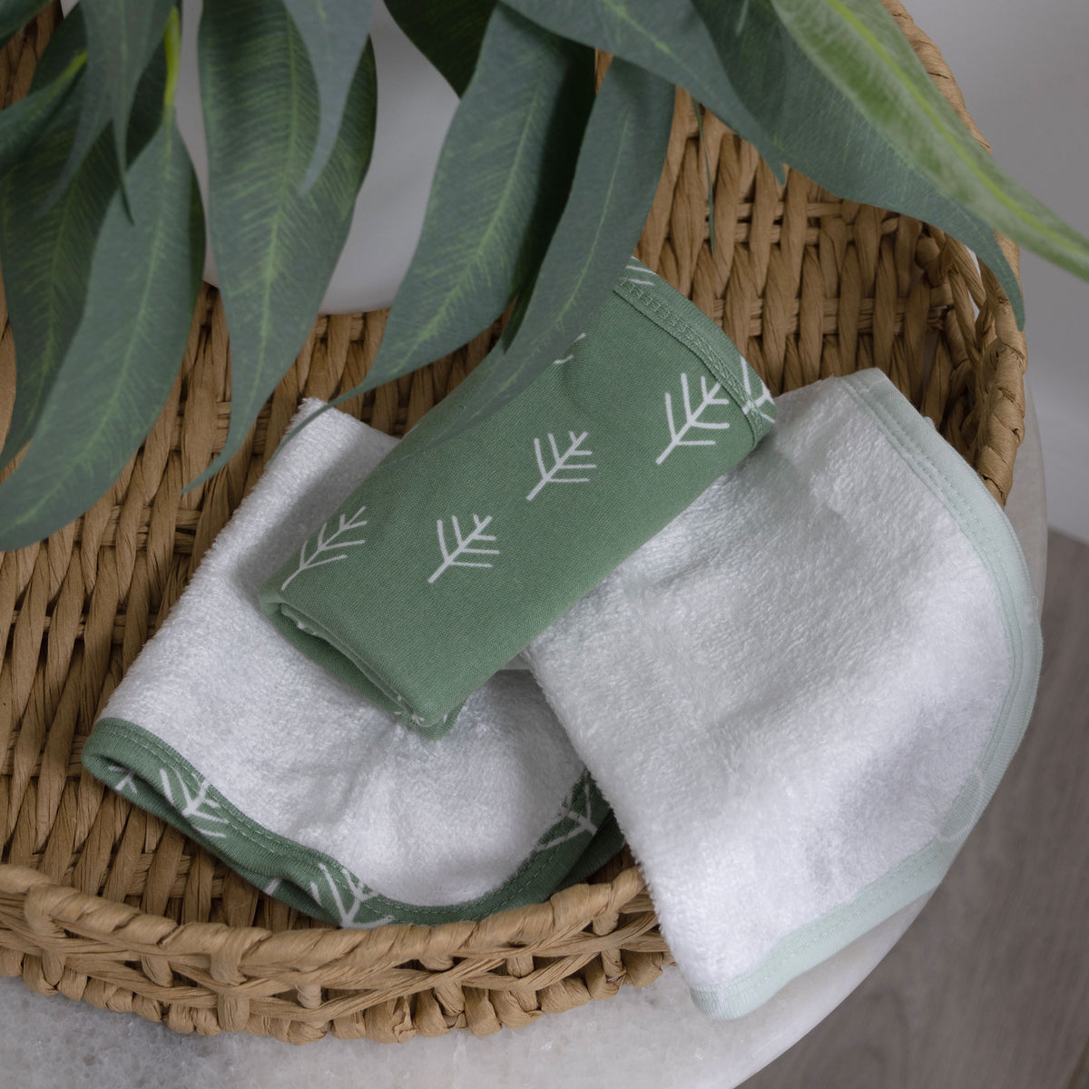 Nordic 3pk Wash Cloth Dusty Avocado/Forest - Bubba Blue Australia