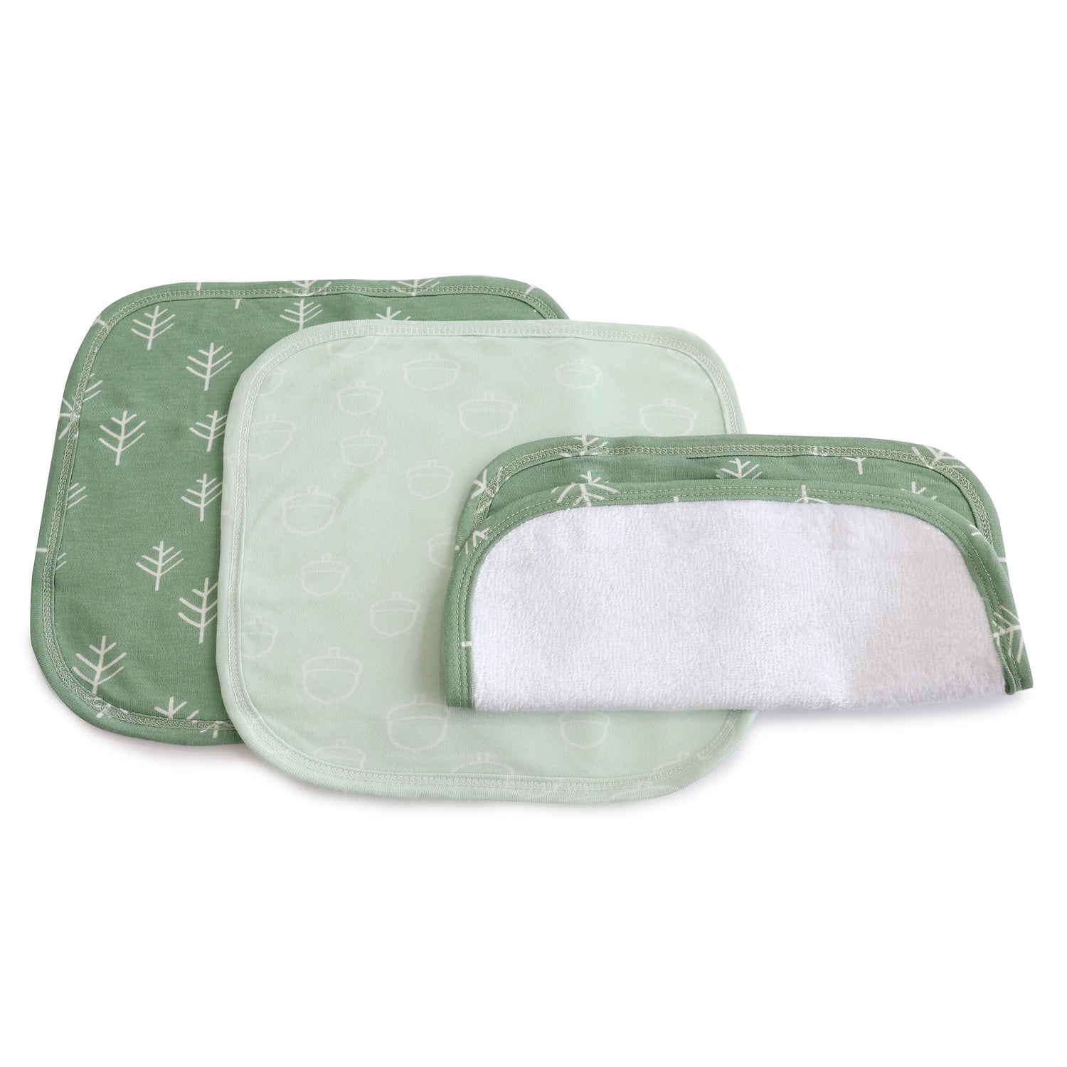 Nordic 3pk Wash Cloth Dusty Avocado/Forest - Bubba Blue Australia