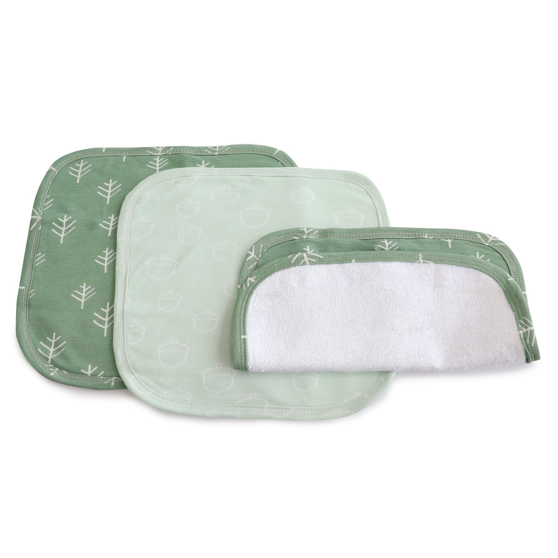 Nordic 3pk Wash Cloth Dusty Avocado/Forest - Bubba Blue Australia