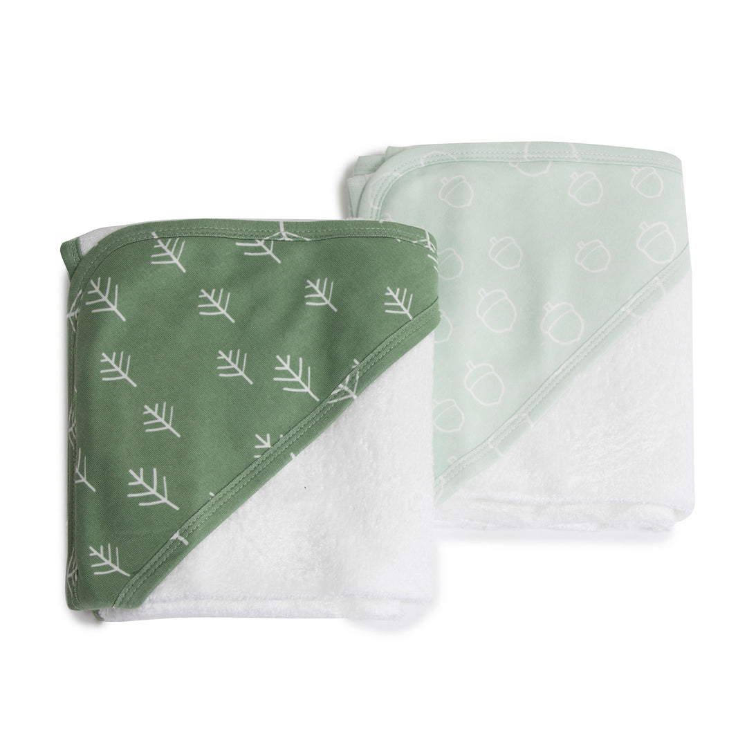 Nordic 2pk Hooded Towel Avocado/Forest - Bubba Blue Australia