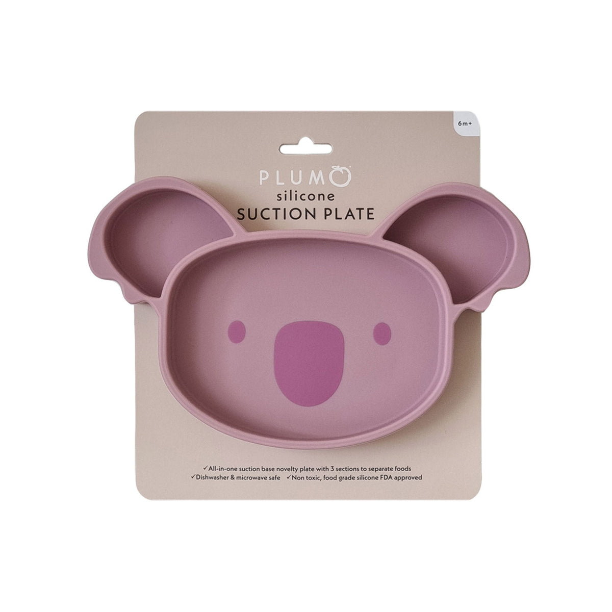 Plum Silicone Suction Koala Plate - Dusty Berry - Bubba Blue Australia