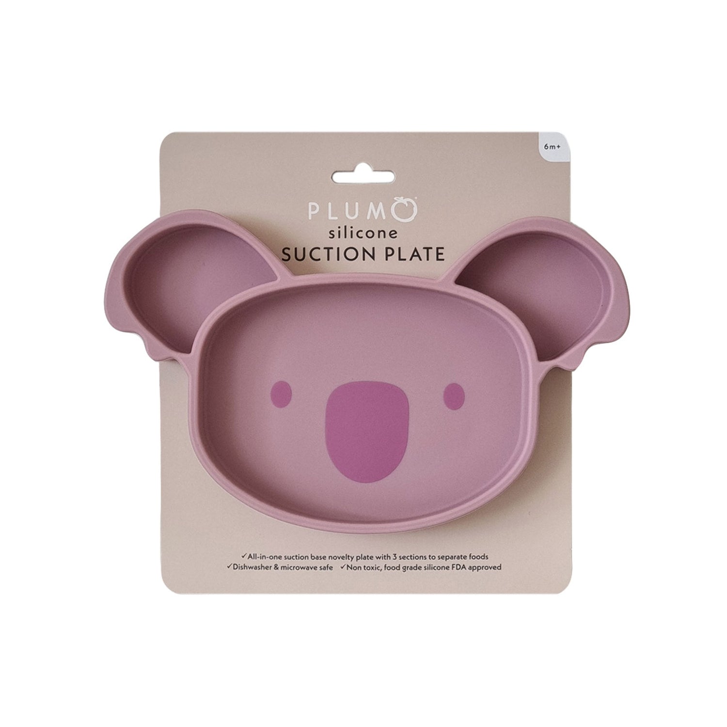 Plum Silicone Suction Koala Plate - Dusty Berry - Bubba Blue Australia