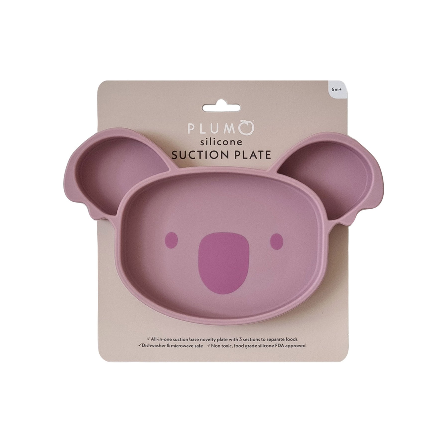 Plum Silicone Suction Koala Plate - Dusty Berry - Bubba Blue Australia
