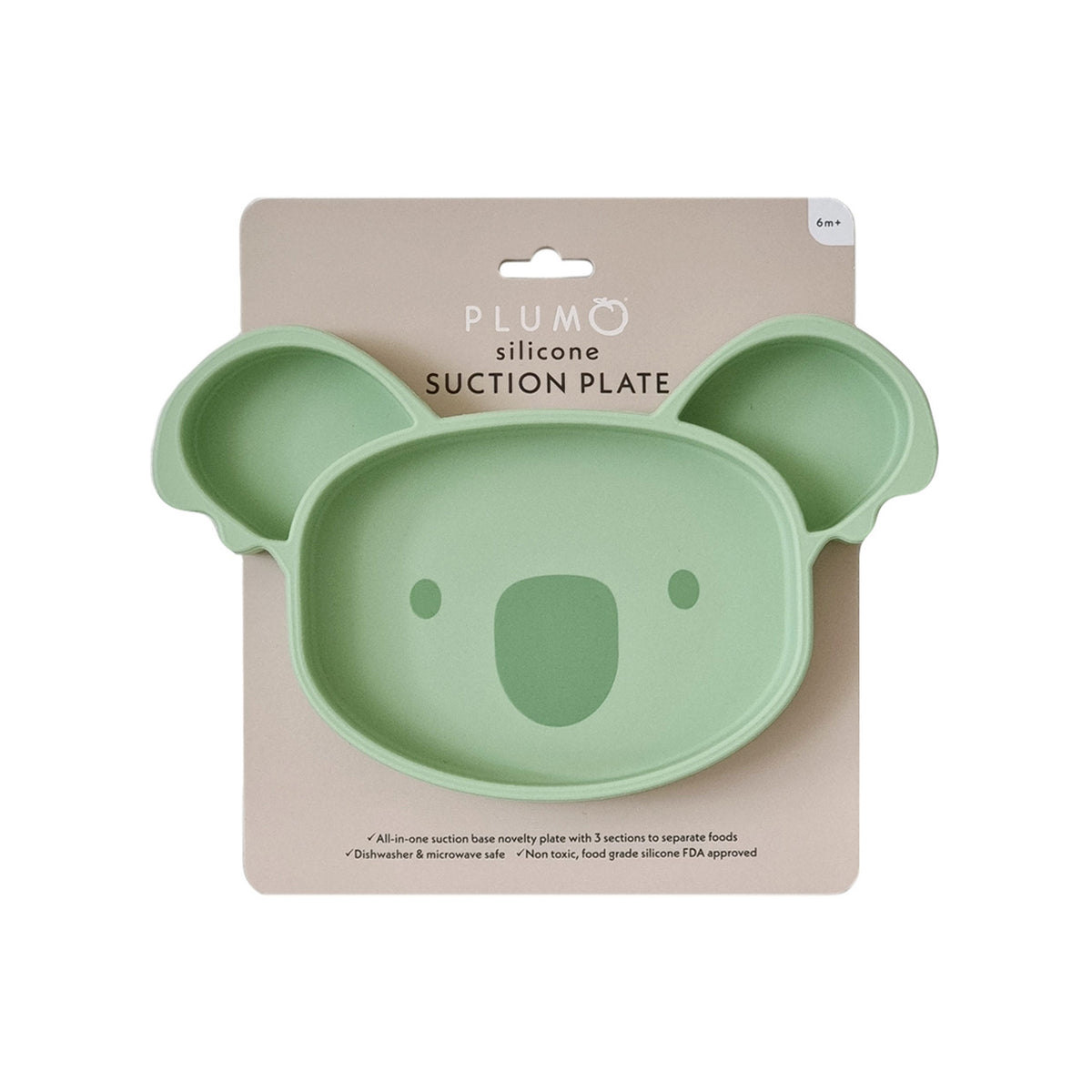 Plum Silicone Suction Koala Plate - Olive - Bubba Blue Australia