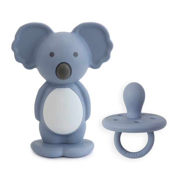 Aussie Animals Koala Silicone Teething Toy & Soother Bundle - Steel Blue