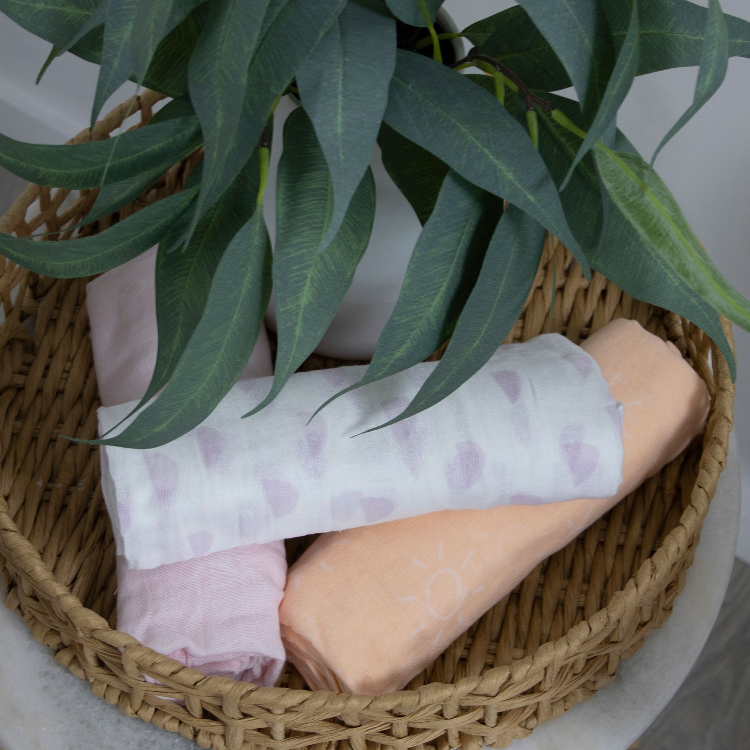 Nordic 3pk Muslin Wraps Peach/Lilac - Bubba Blue Australia