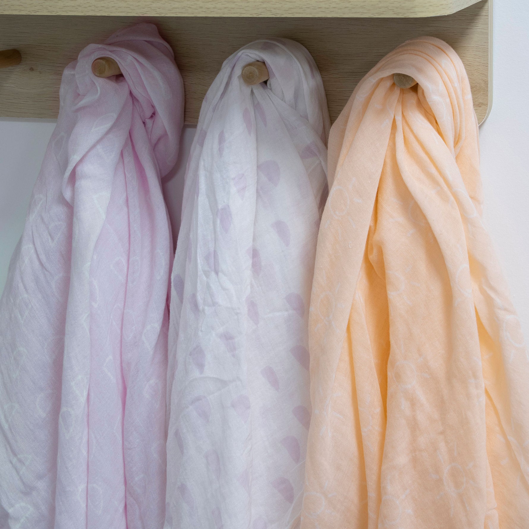 Nordic 3pk Muslin Wraps Peach/Lilac - Bubba Blue Australia