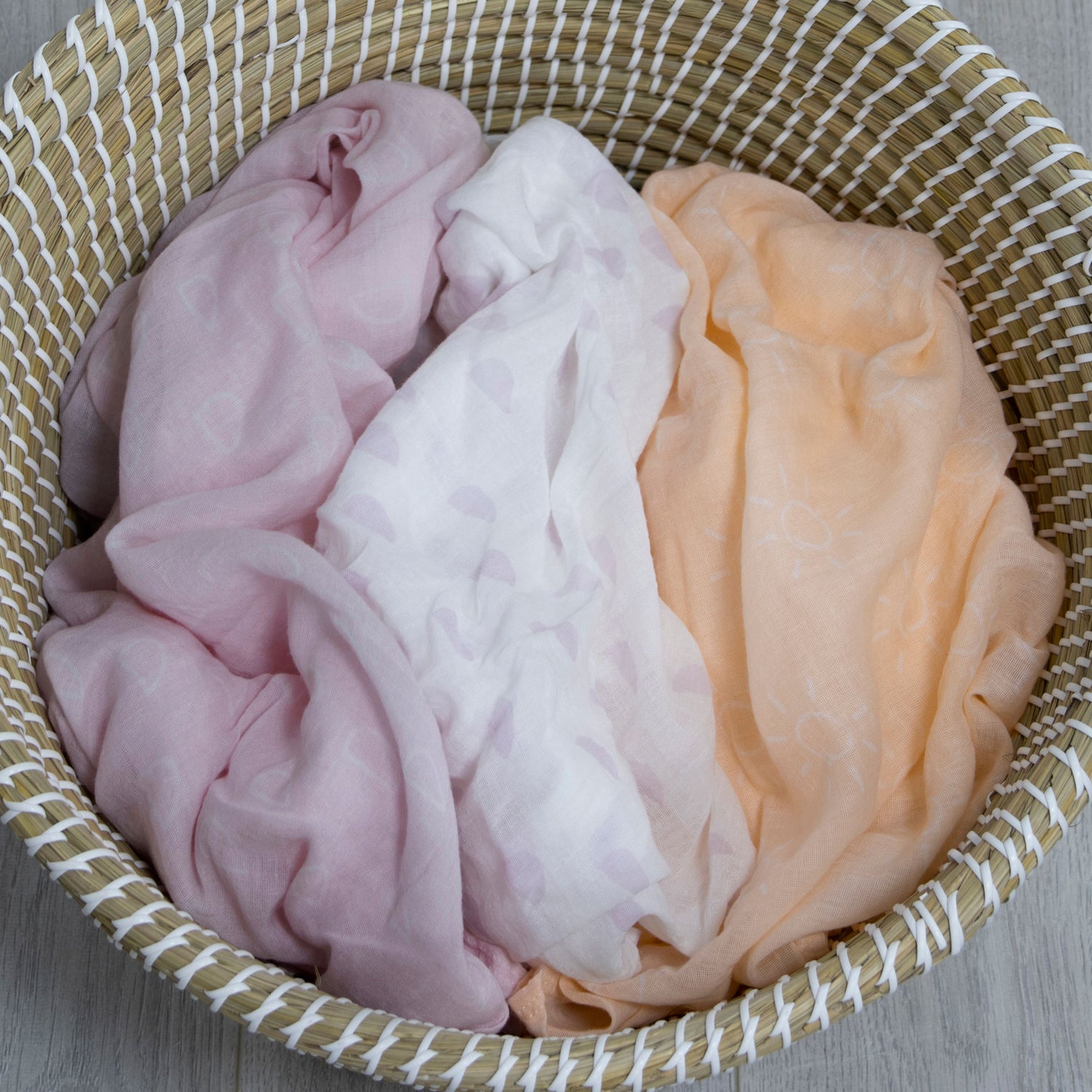 Nordic 3pk Muslin Wraps Peach/Lilac - Bubba Blue Australia