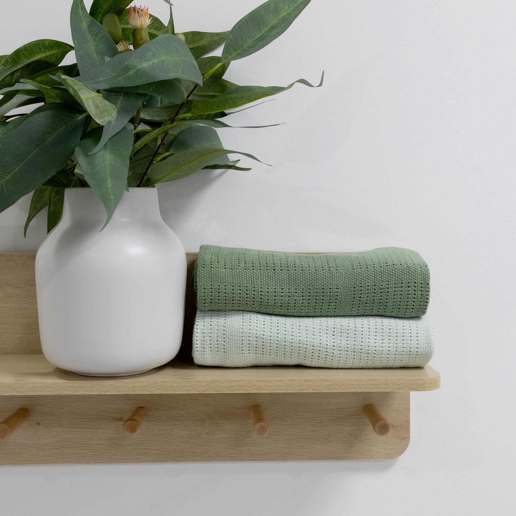 Nordic 2pk Cellular Blanket Avocado/Forest - Bubba Blue Australia