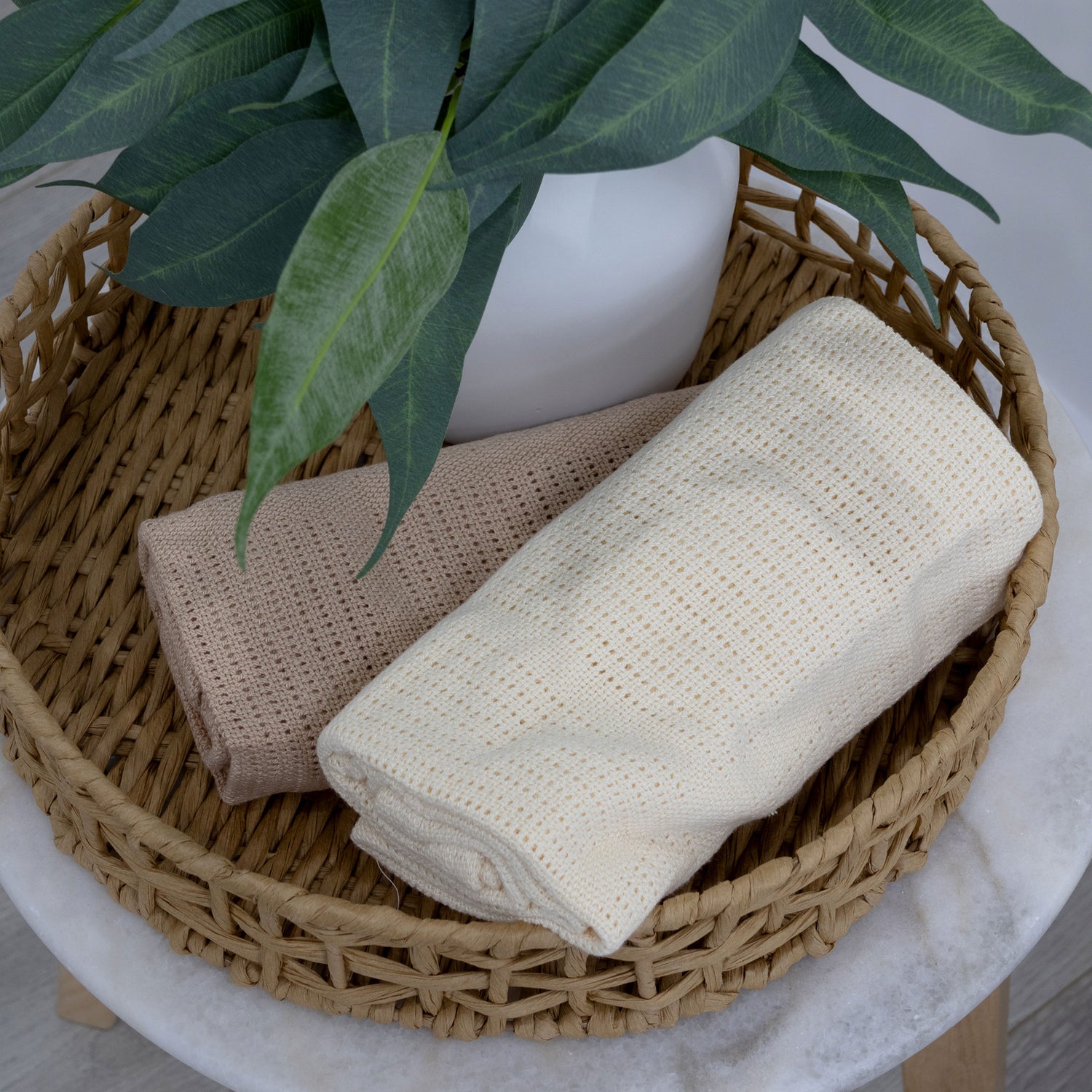 Nordic 2pk Cellular Blanket Vanilla/Latte - Bubba Blue Australia