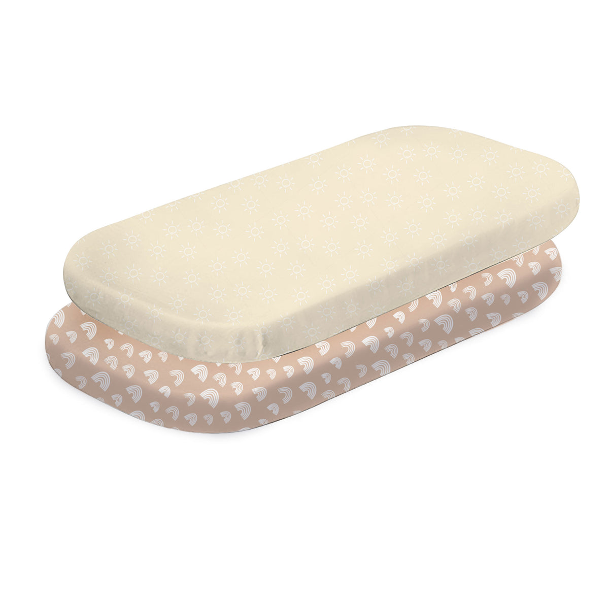 Nordic 2pk Jersey Co Sleeper/Bedside Sleeper Fitted Sheets Vanilla/Latte - Bubba Blue Australia