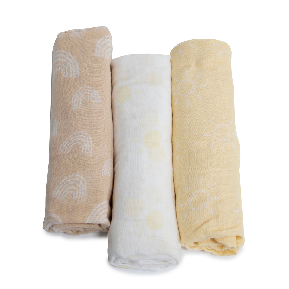Nordic 3pk Muslin Wraps Vanilla/Latte - Bubba Blue Australia