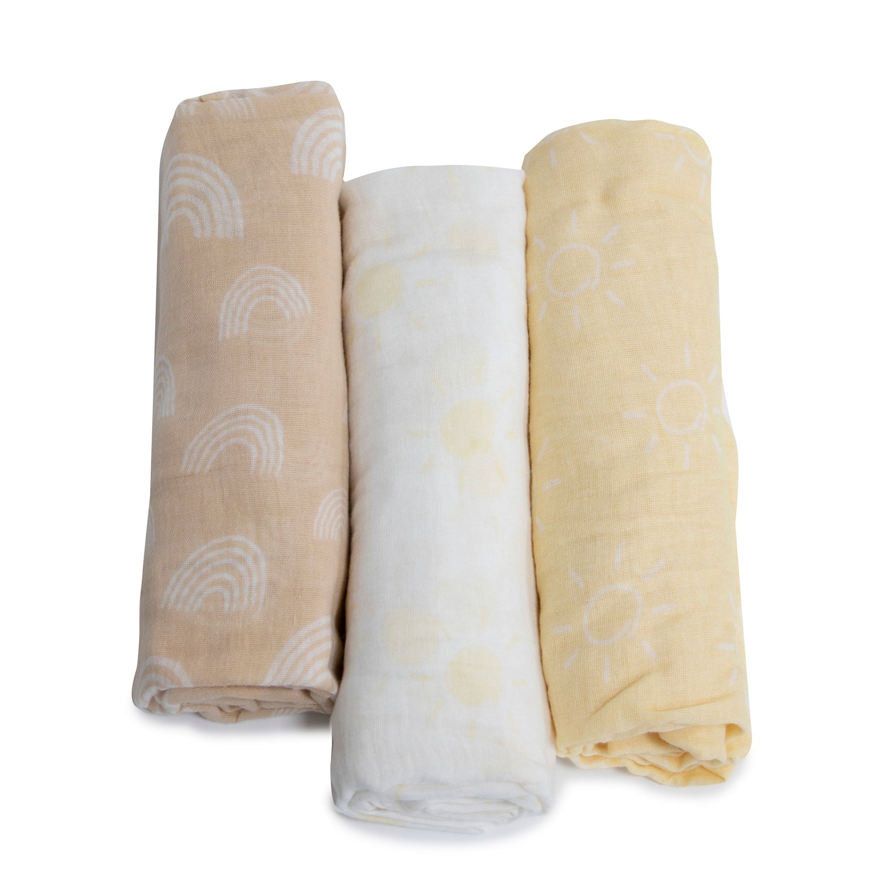 Nordic 3pk Muslin Wraps Vanilla/Latte - Bubba Blue Australia