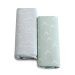 Nordic 2pk Jersey Co Sleeper/Bedside Sleeper Fitted Sheets Dusty Sky/Mint - Bubba Blue Australia