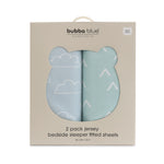 Nordic 2pk Jersey Co Sleeper/Bedside Sleeper Fitted Sheets Dusty Sky/Mint - Bubba Blue Australia