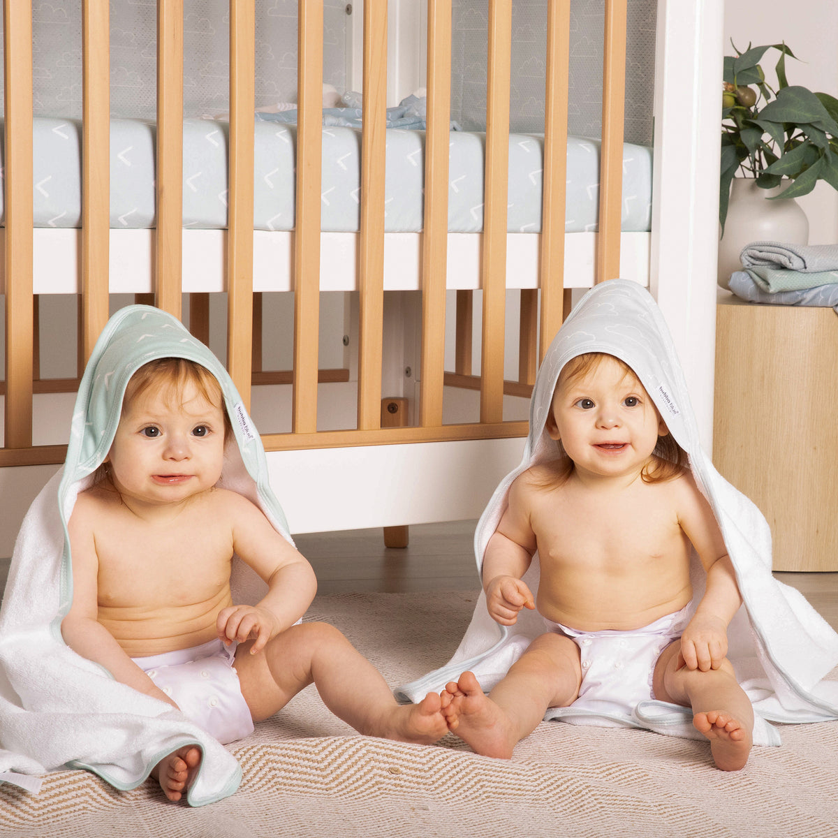 Nordic 2pk Hooded Towel Dusty Sky/Mint - Bubba Blue Australia